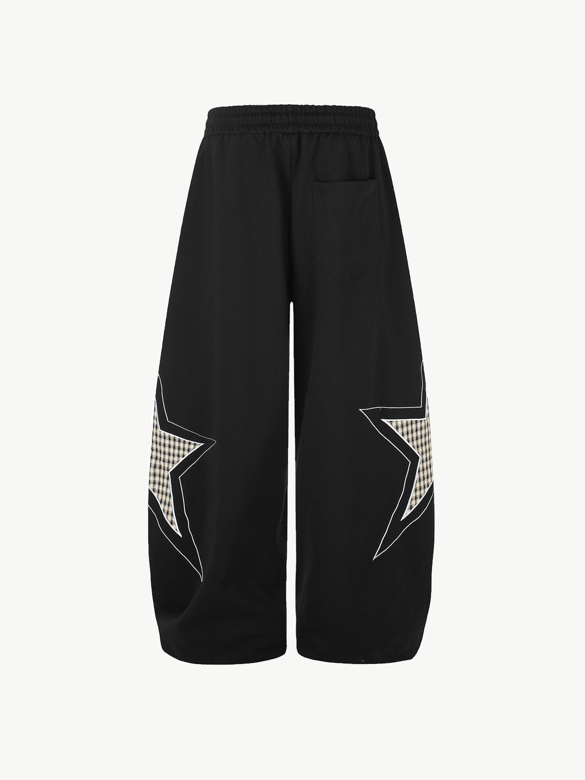 OYL-Lab Star Plaid Patchwork Embroidered Barrel Baggy Sweatpants