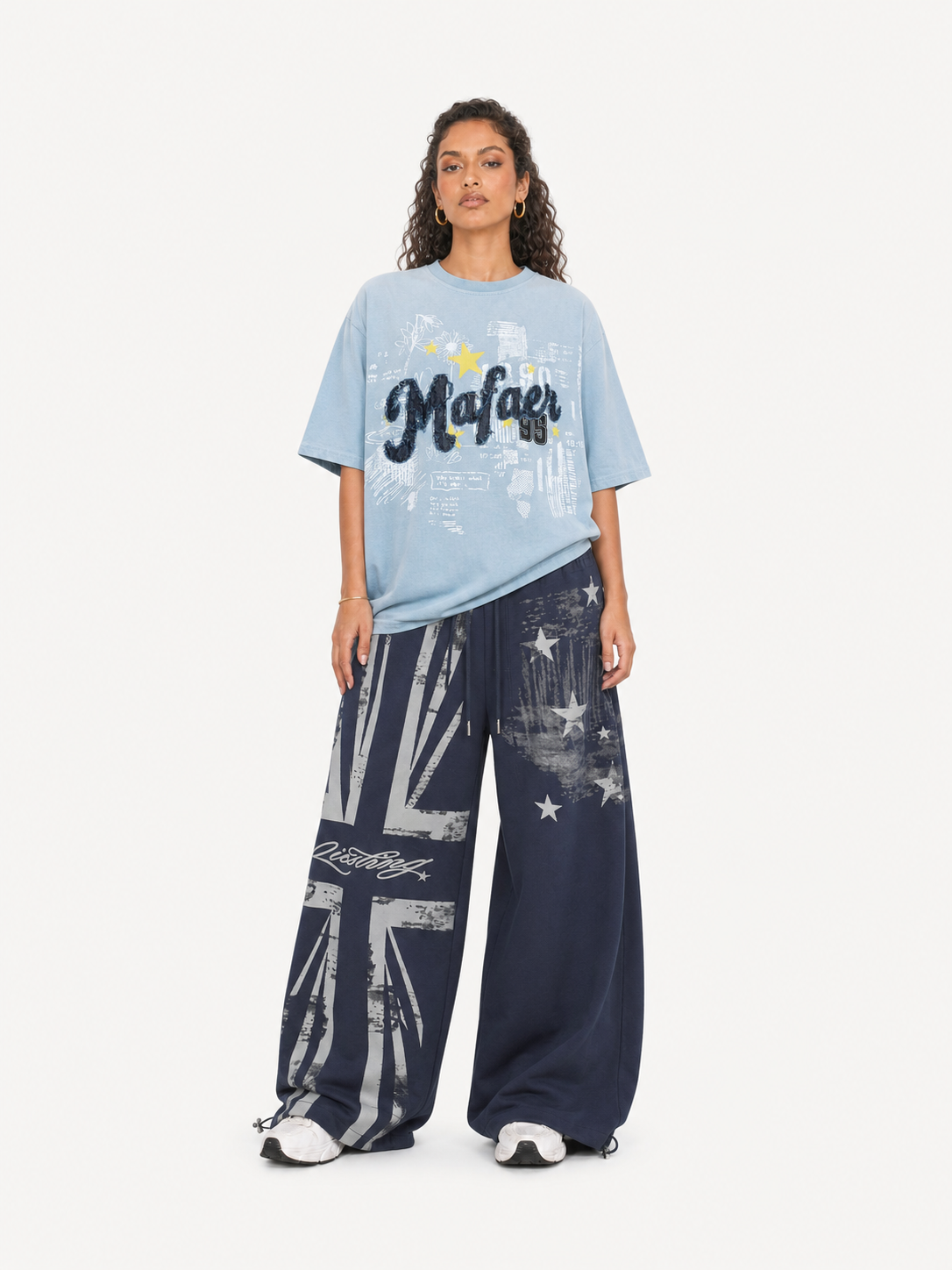 OYL-Lab Frayed Denim Patch Embroidery Tee