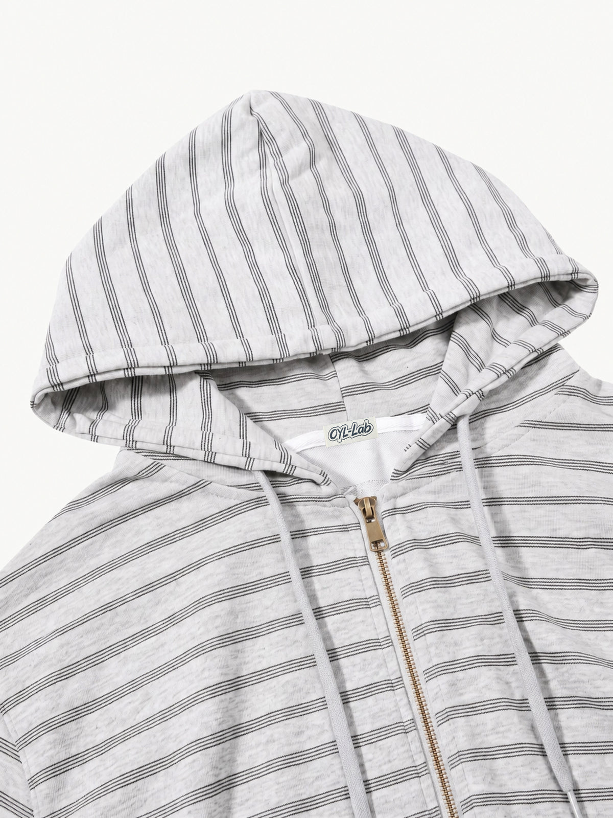 OYL‑Lab Striped Full‑Zip Cropped Hoodie