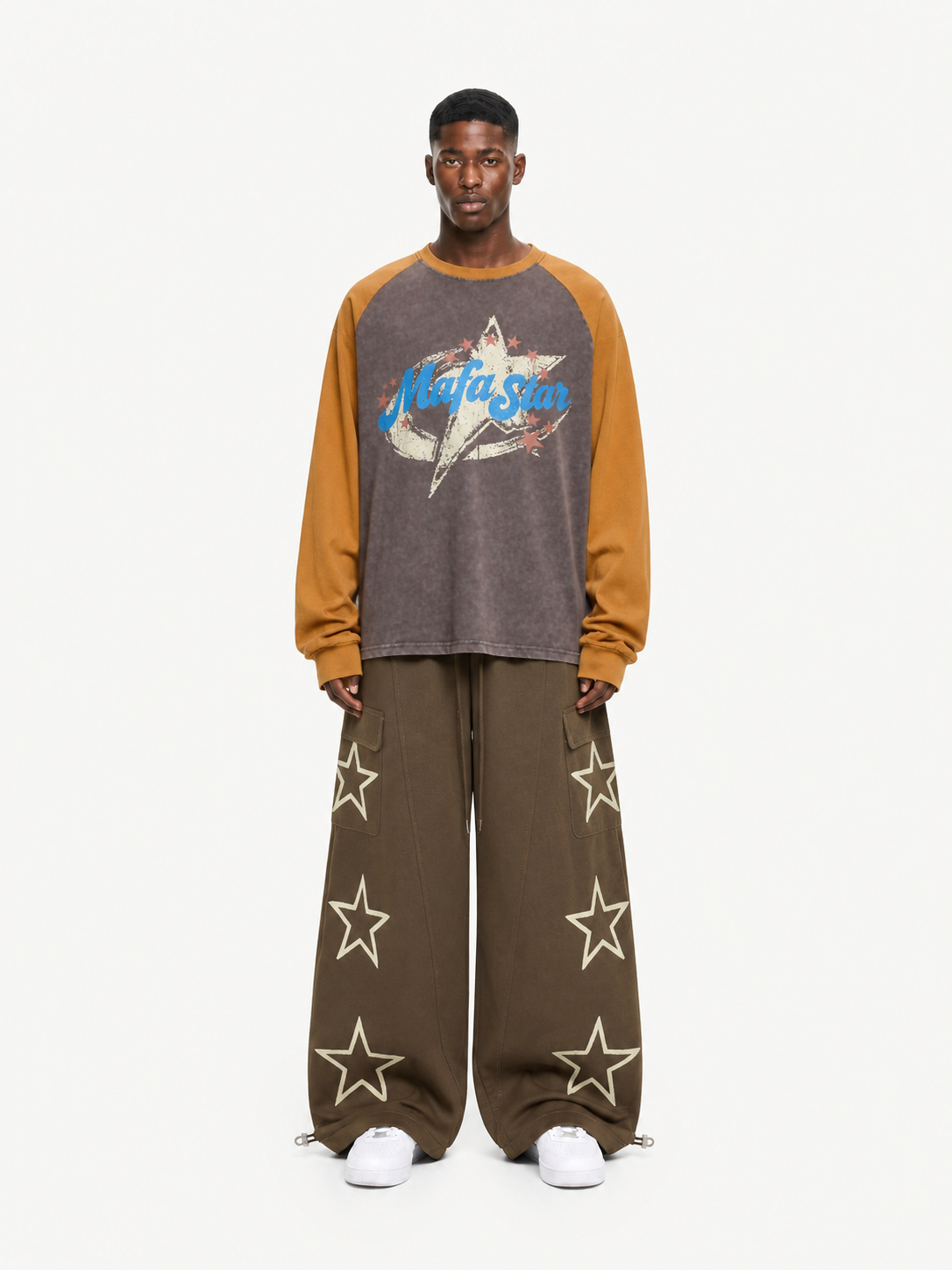 OYL-Lab Vintage Star Print Acid Wash Sweatshirt