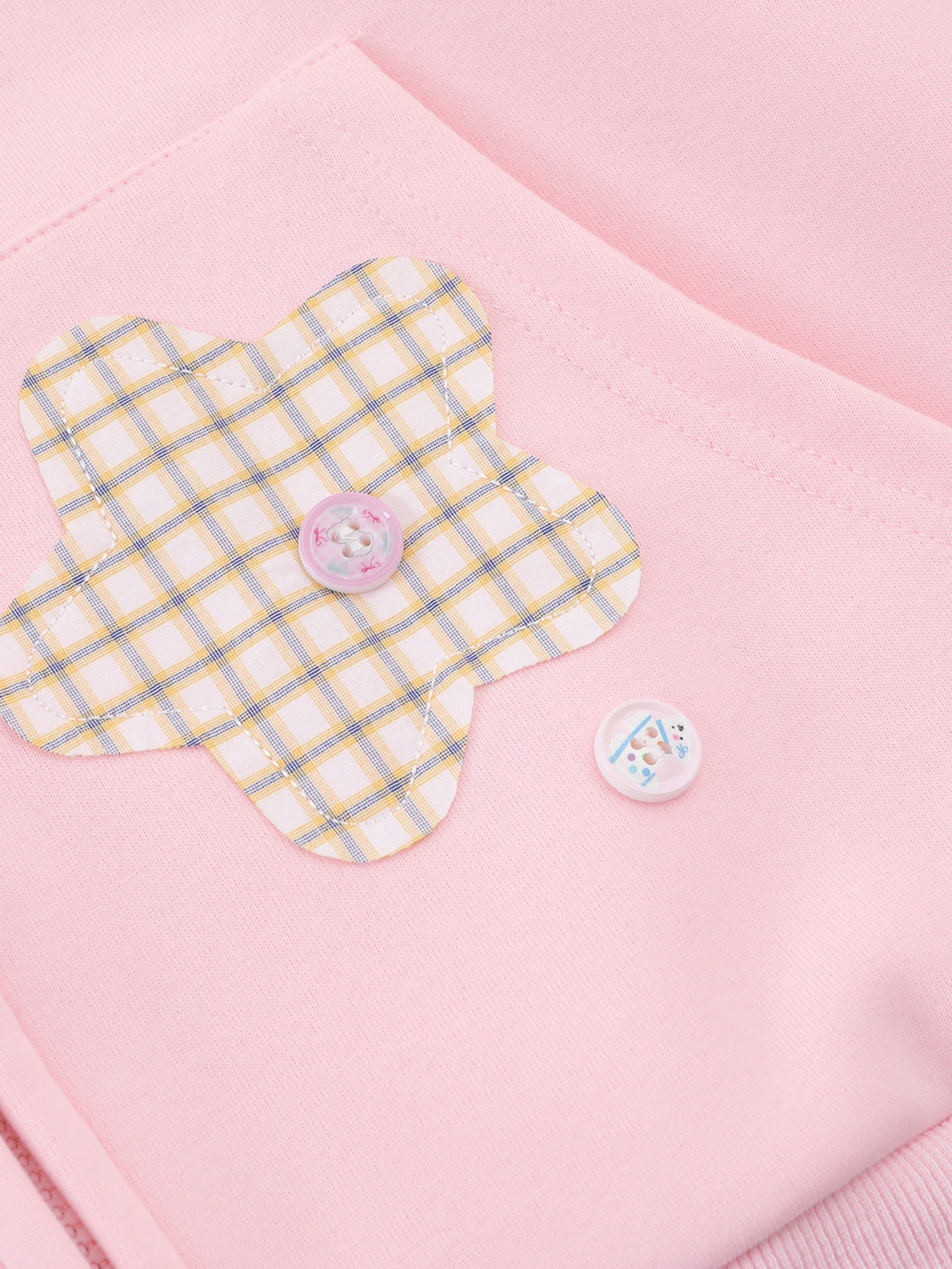 OYL-Lab Star Patch Button Detail Zip Up Hoodie