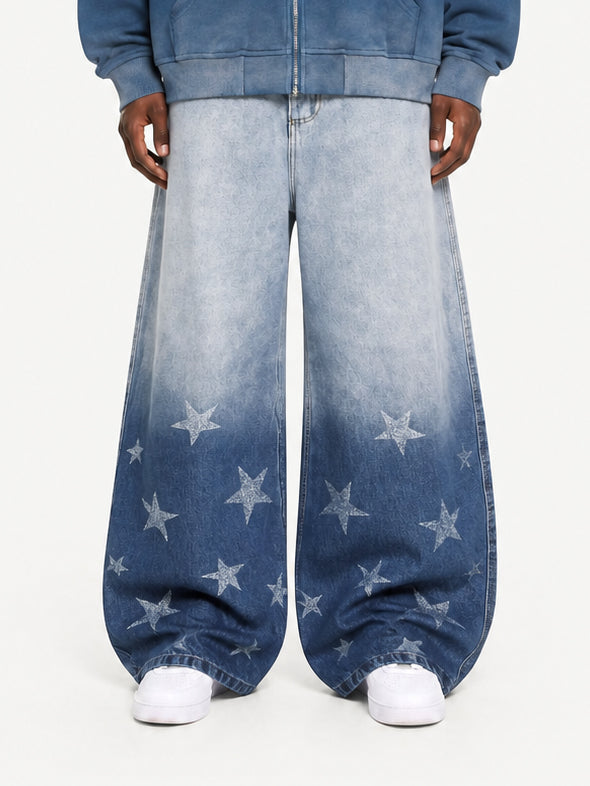 OYL-Lab Gradient Star Print Jeans