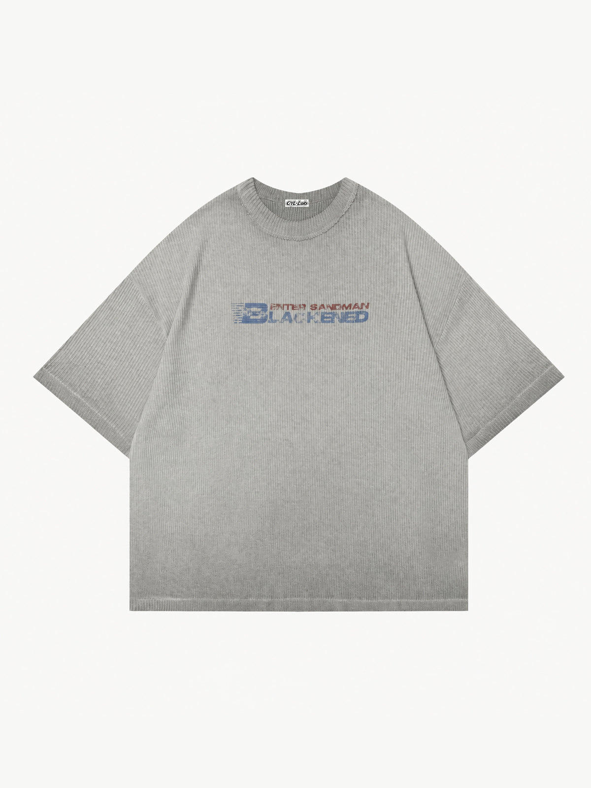 OYL-Lab Waffle Rib Distressed Letter Print Tee