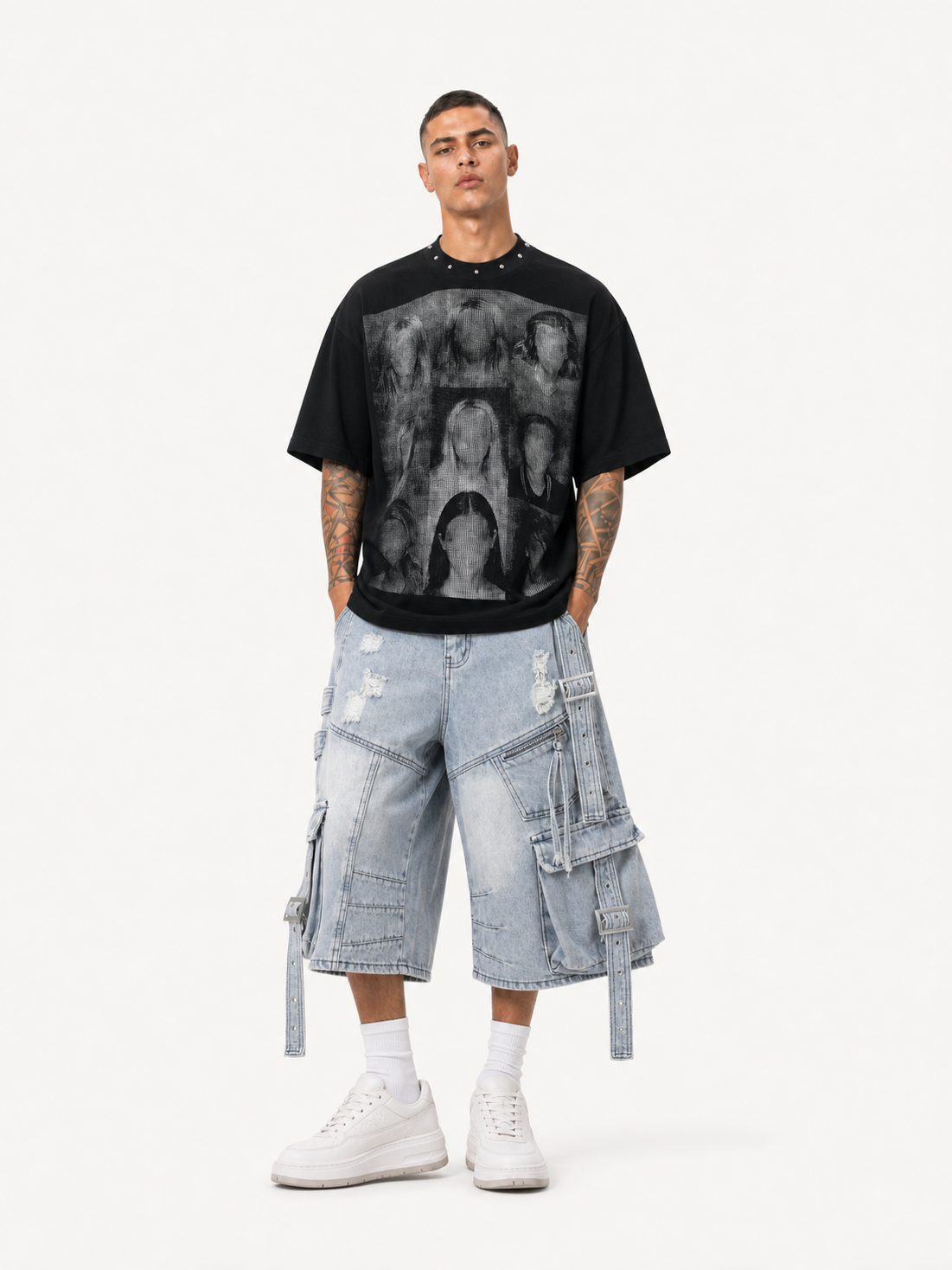 OYL-Lab Portrait Collage Waffle Knit Tee
