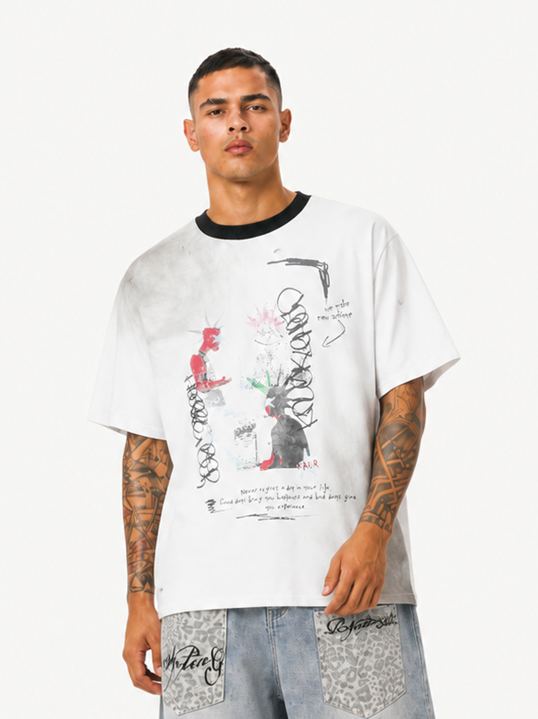 OYL-Lab Cartoon Rabbit Hand Doodle Tee
