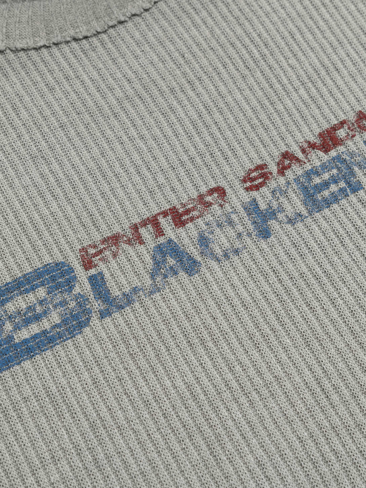 OYL-Lab Waffle Rib Distressed Letter Print Tee