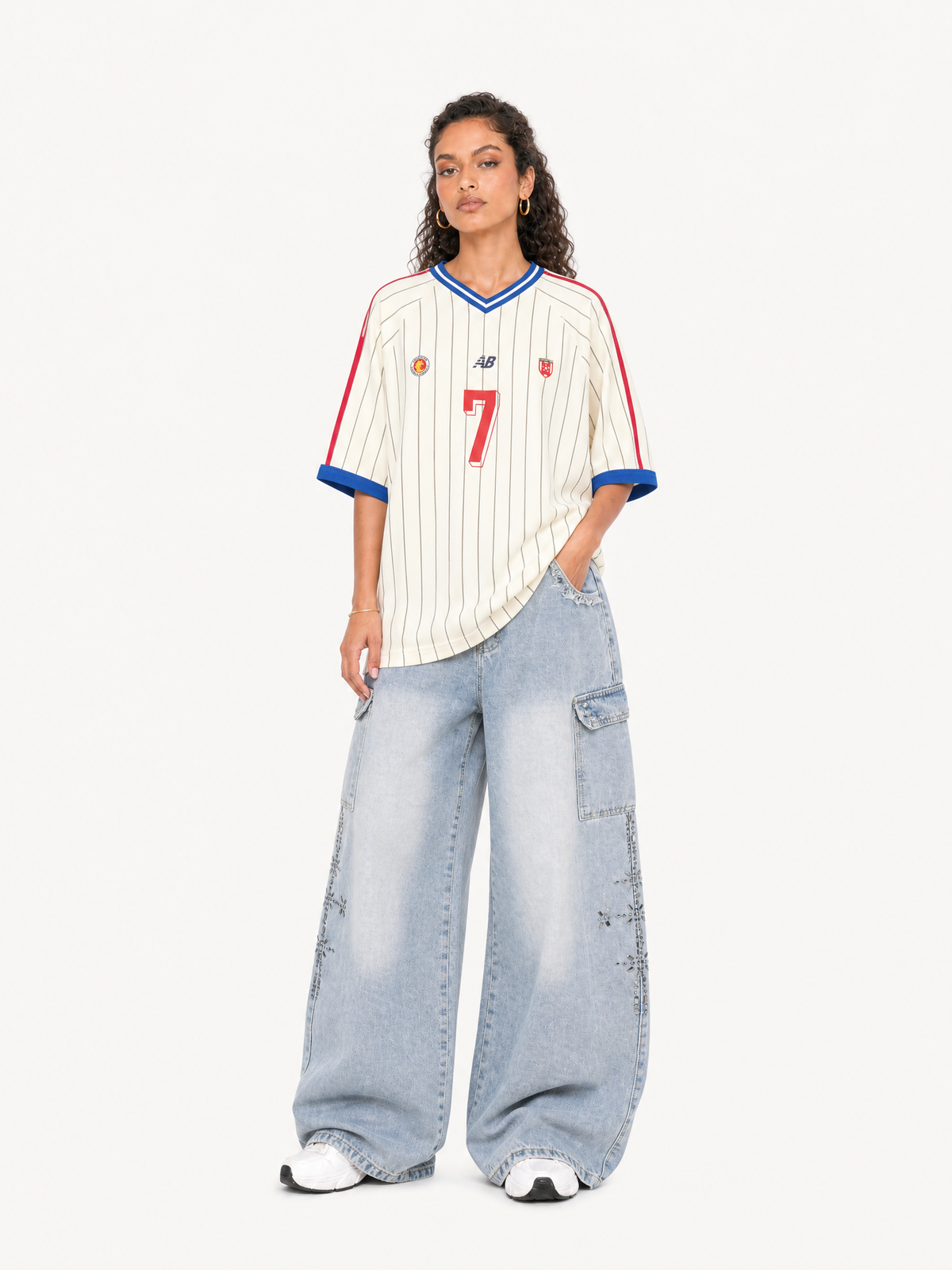 OYL-Lab Metal Stud Baggy Cargo Denim Pants