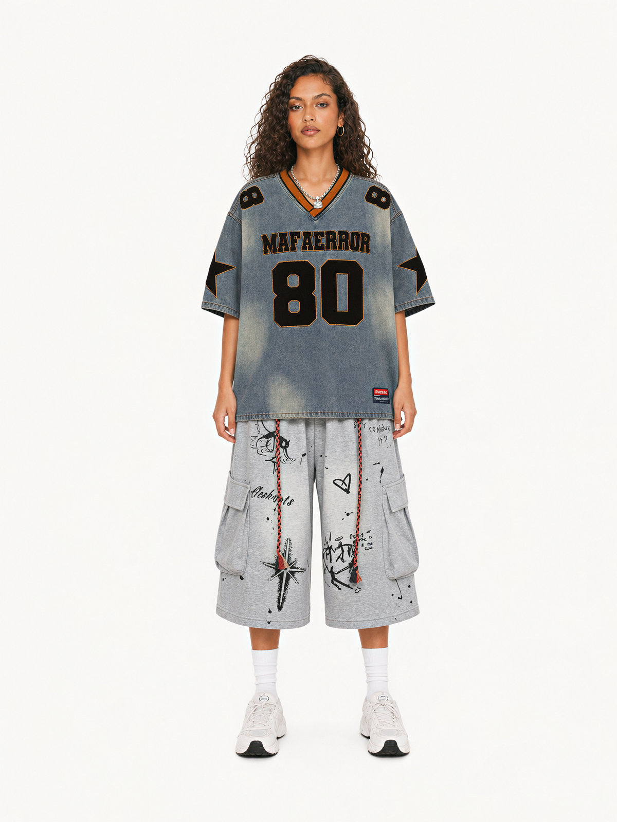 OYL-Lab Varsity Star Patch V Neck Tee