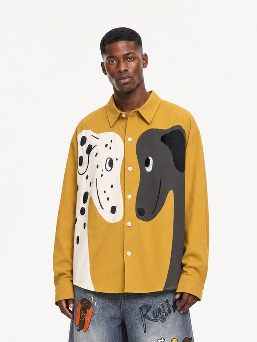 OYL-Lab Dog Embroidery Long Sleeve Shirt