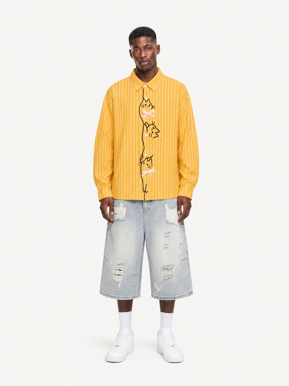 OYL-Lab Cat Embroidery Long Sleeve Shirt