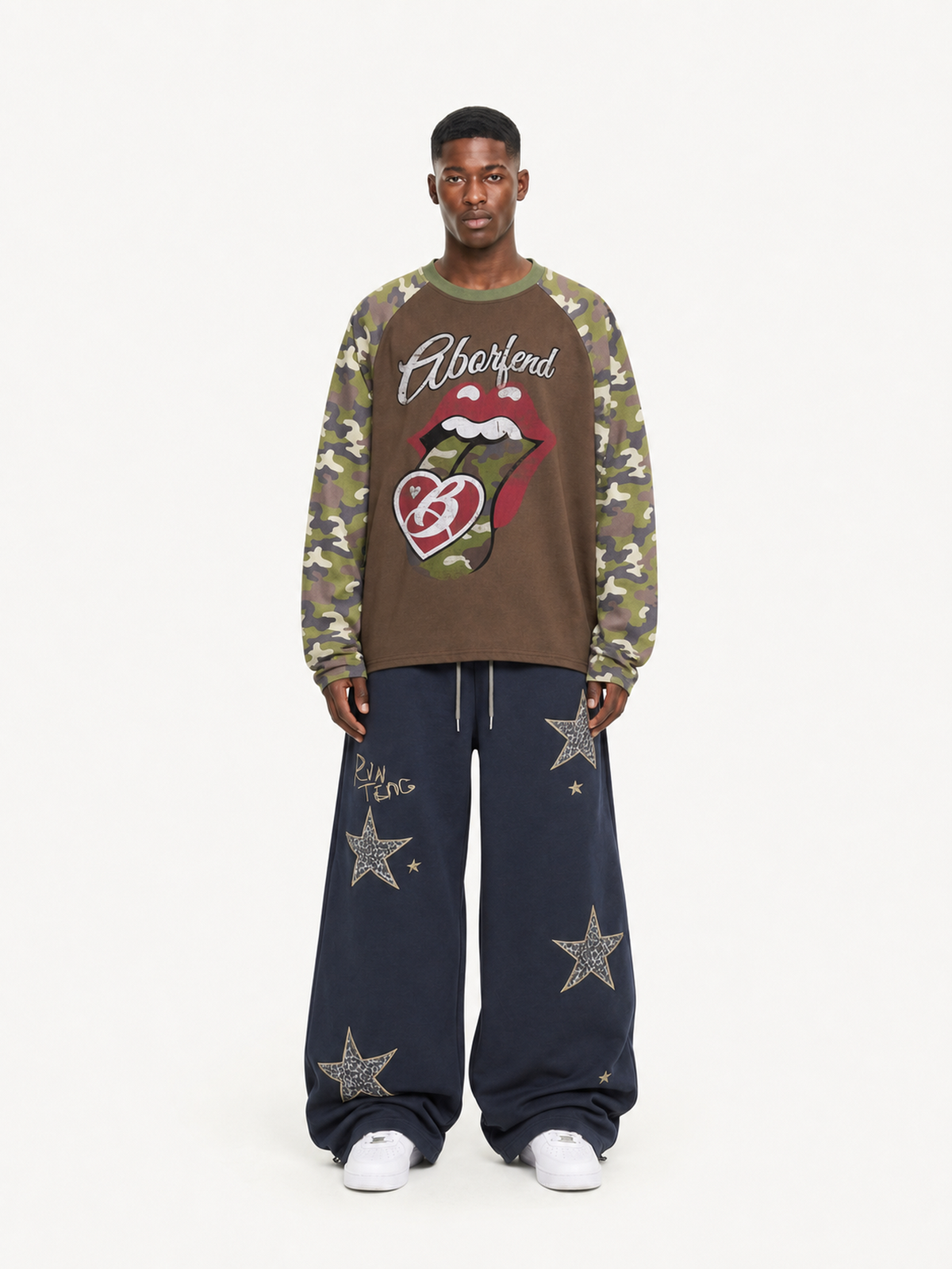 OYL-Lab Camouflage Vintage Lips Graphic Long Sleeve Tee