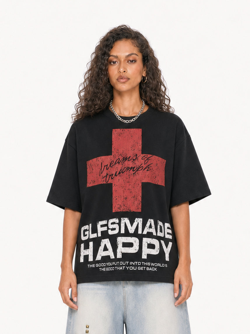 OYL-Lab Vintage Waffle Knit Cross Tee