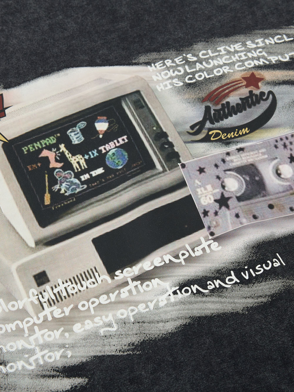 OYL-Lab Wash Retro Computer Tape Print Tee