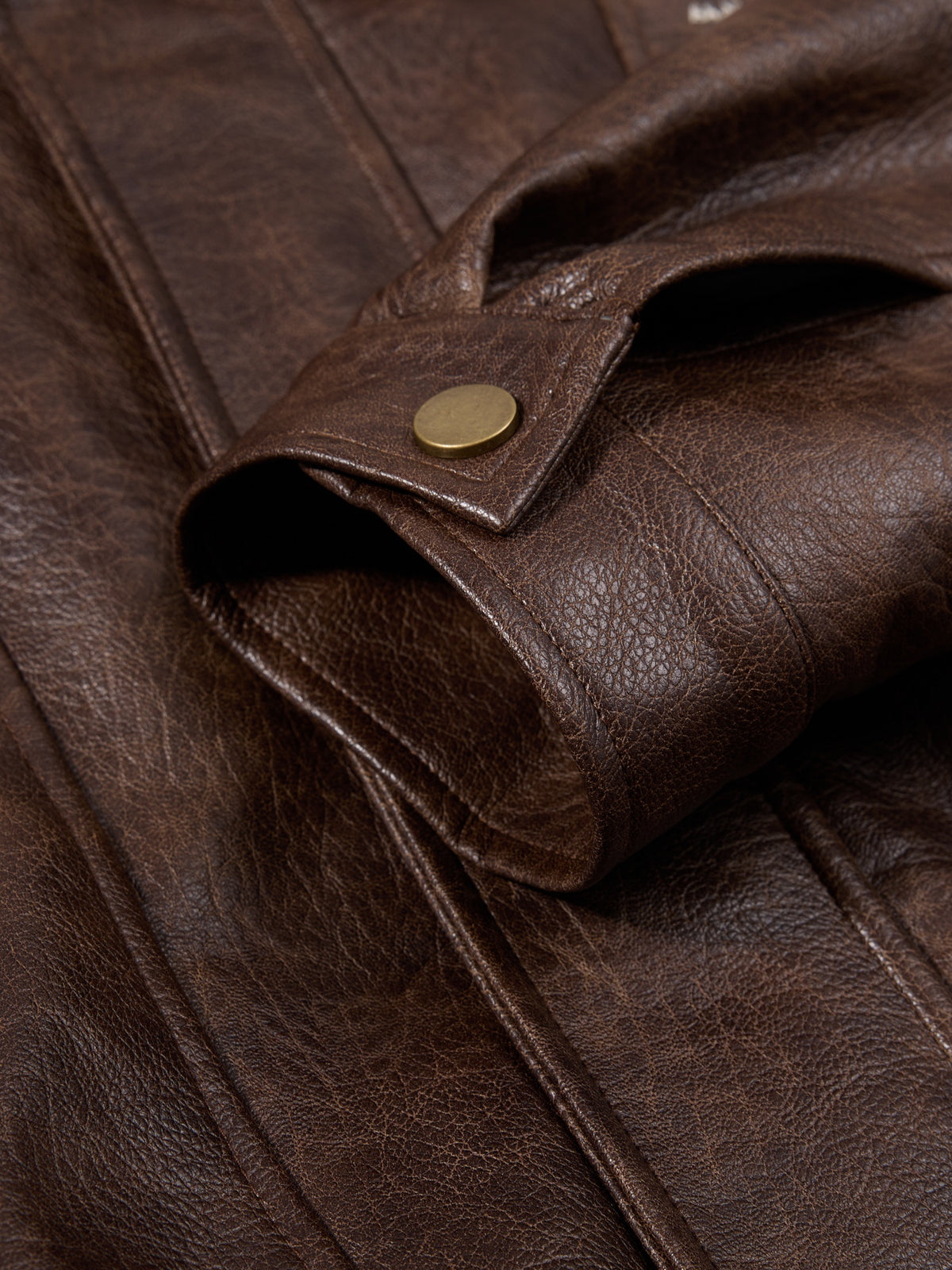 OYL-Lab Vintage Distressed Faux Leather Bomber Jacket