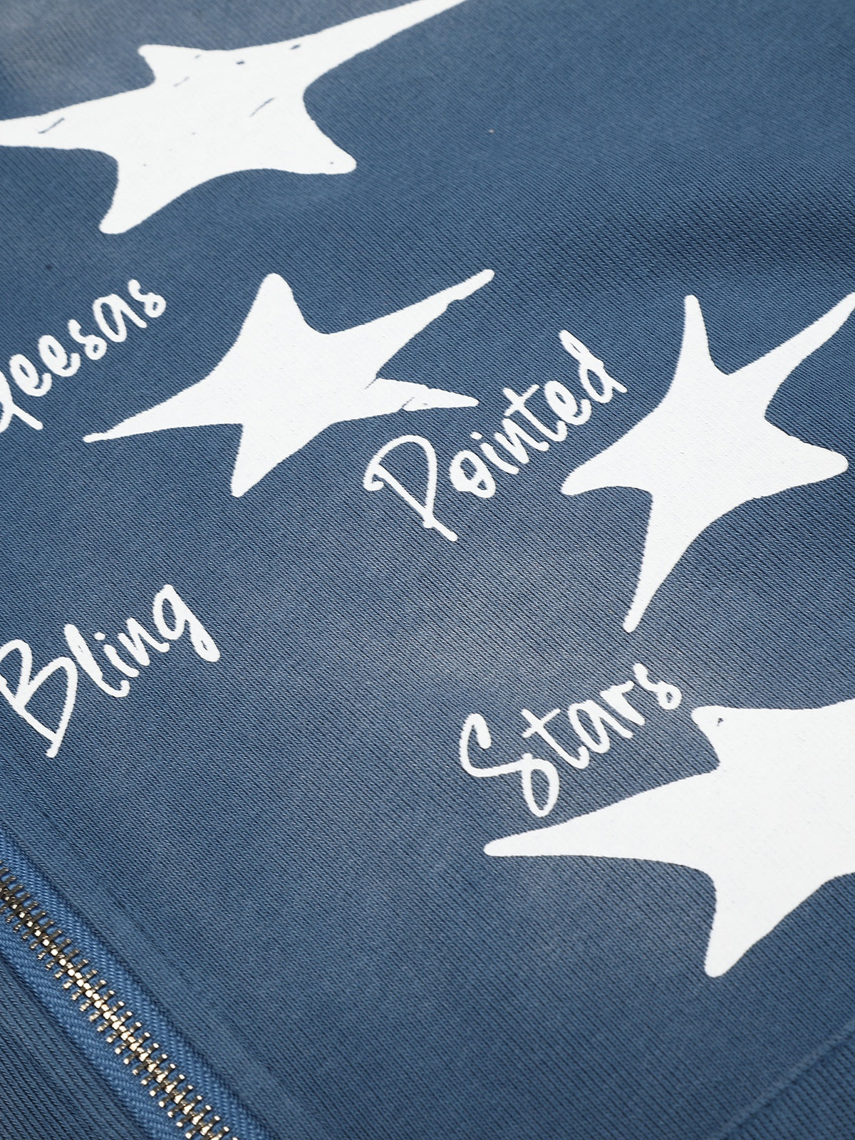 OYL-Lab Vintage Acid Wash Star Print Zip Up Hoodie