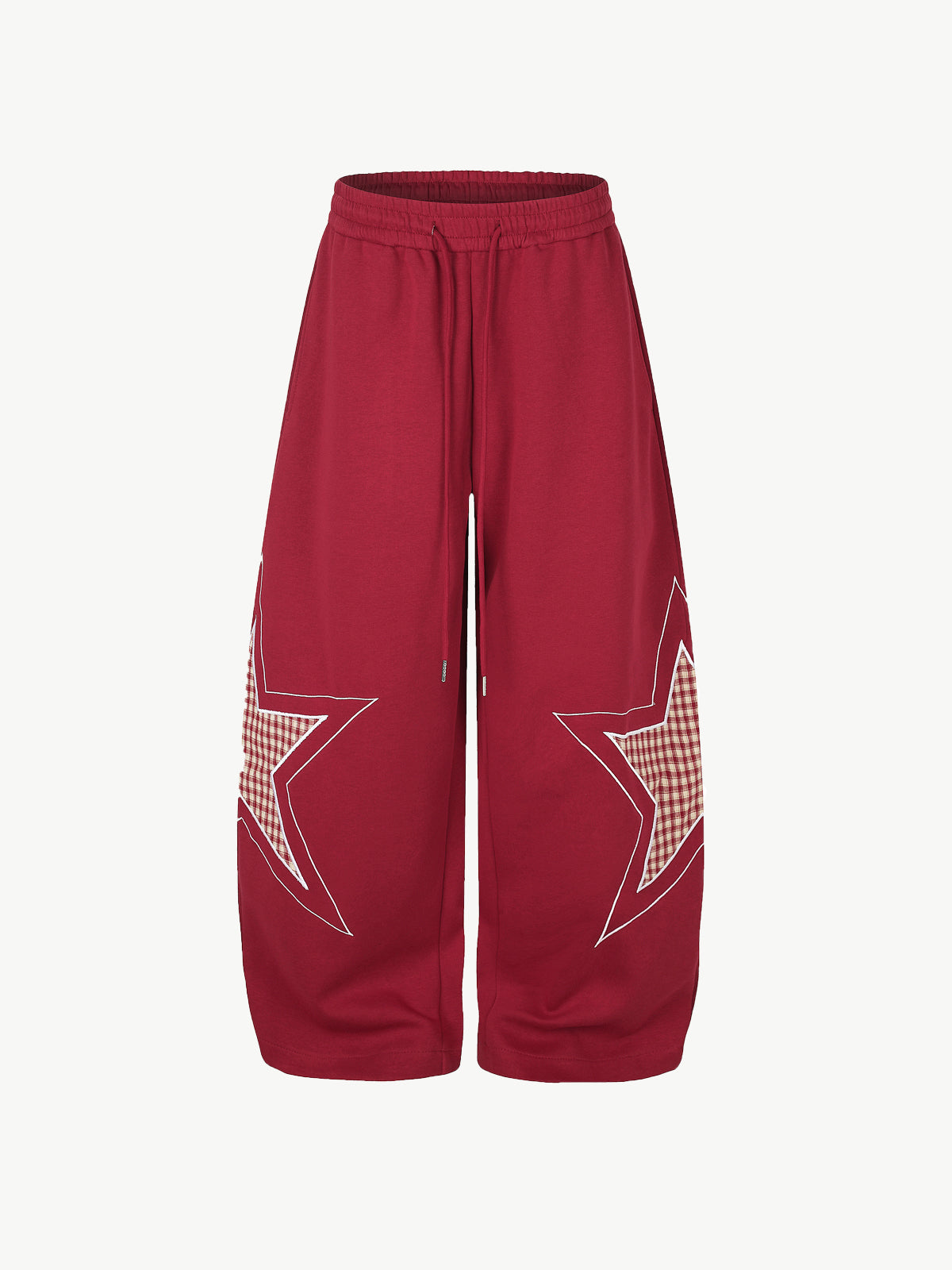 OYL-Lab Star Plaid Patchwork Embroidered Barrel Baggy Sweatpants