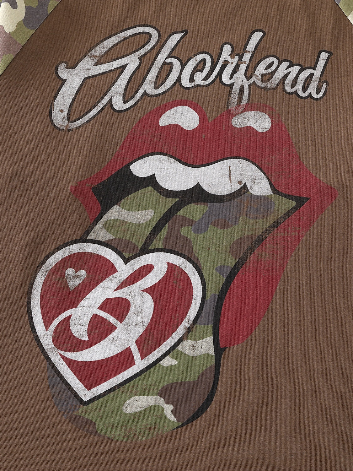 OYL-Lab Camouflage Vintage Lips Graphic Long Sleeve Tee