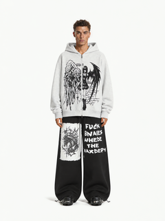 OYL‑Lab Angel Demon Girl Graphic Zip UP Hoodie