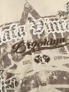OYL-Lab Leopard Patch Cross Vintage Wash Shirt