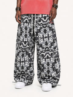 OYL-Lab Abstract Camo Print  Wide Leg Sweat Pants
