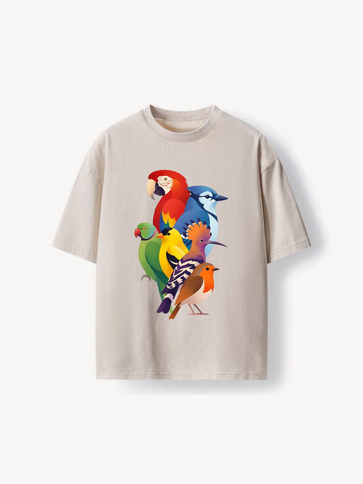OYL-Lab Colorful Bird Washed T-Shirt
