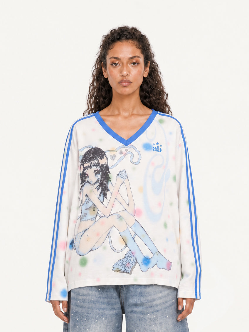 OYL-Lab Y2K Anime Girl Print Long Sleeve Tee