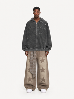 OYL-Lab Oversized Rivet Zip Up Hoodie
