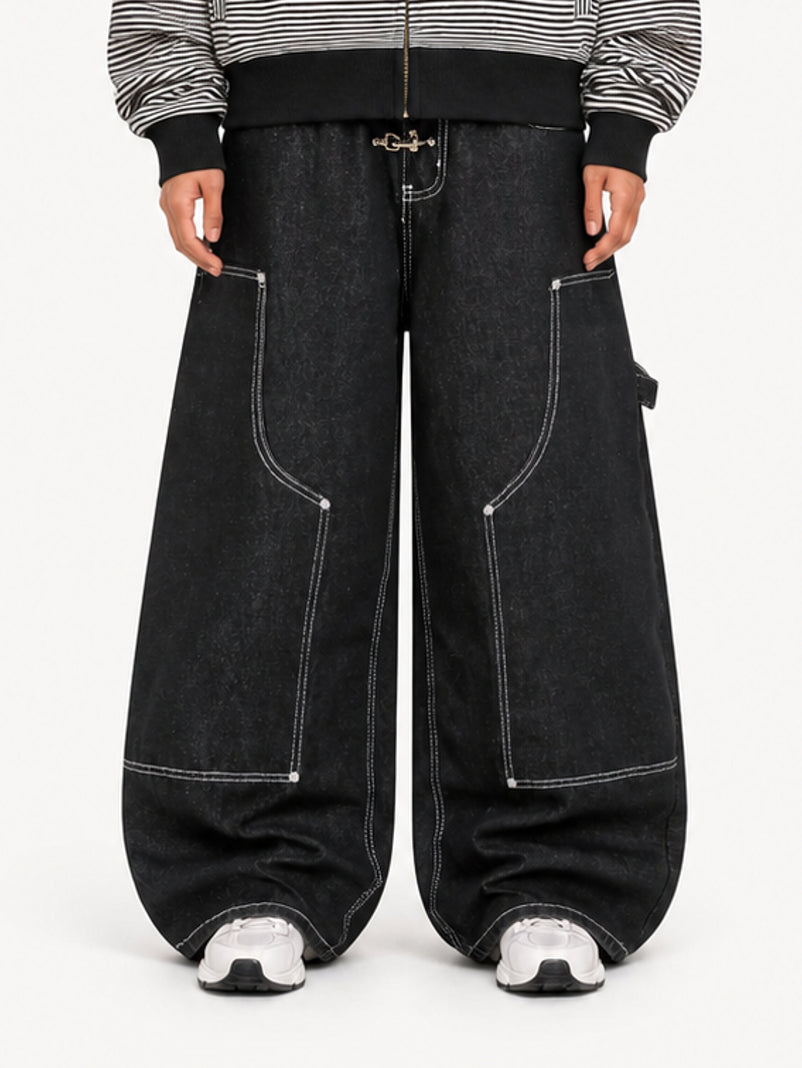 OYL-Lab Contrast Stitch Baggy Carpenter Jeans