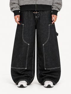 OYL-Lab Contrast Stitch Baggy Carpenter Jeans