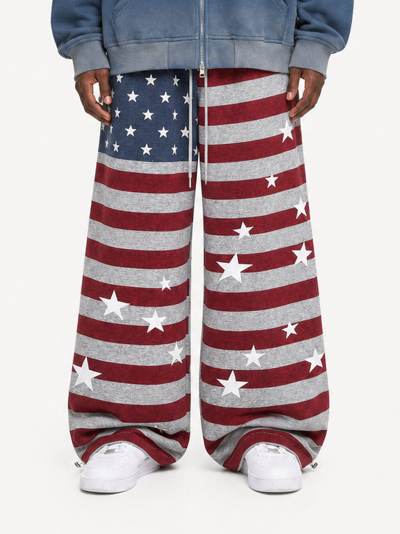 OYL-Lab American Flag Print Baggy Sweatpants