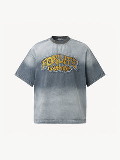 OYL-Lab Gradient Washed  Patch Embroidery Tee