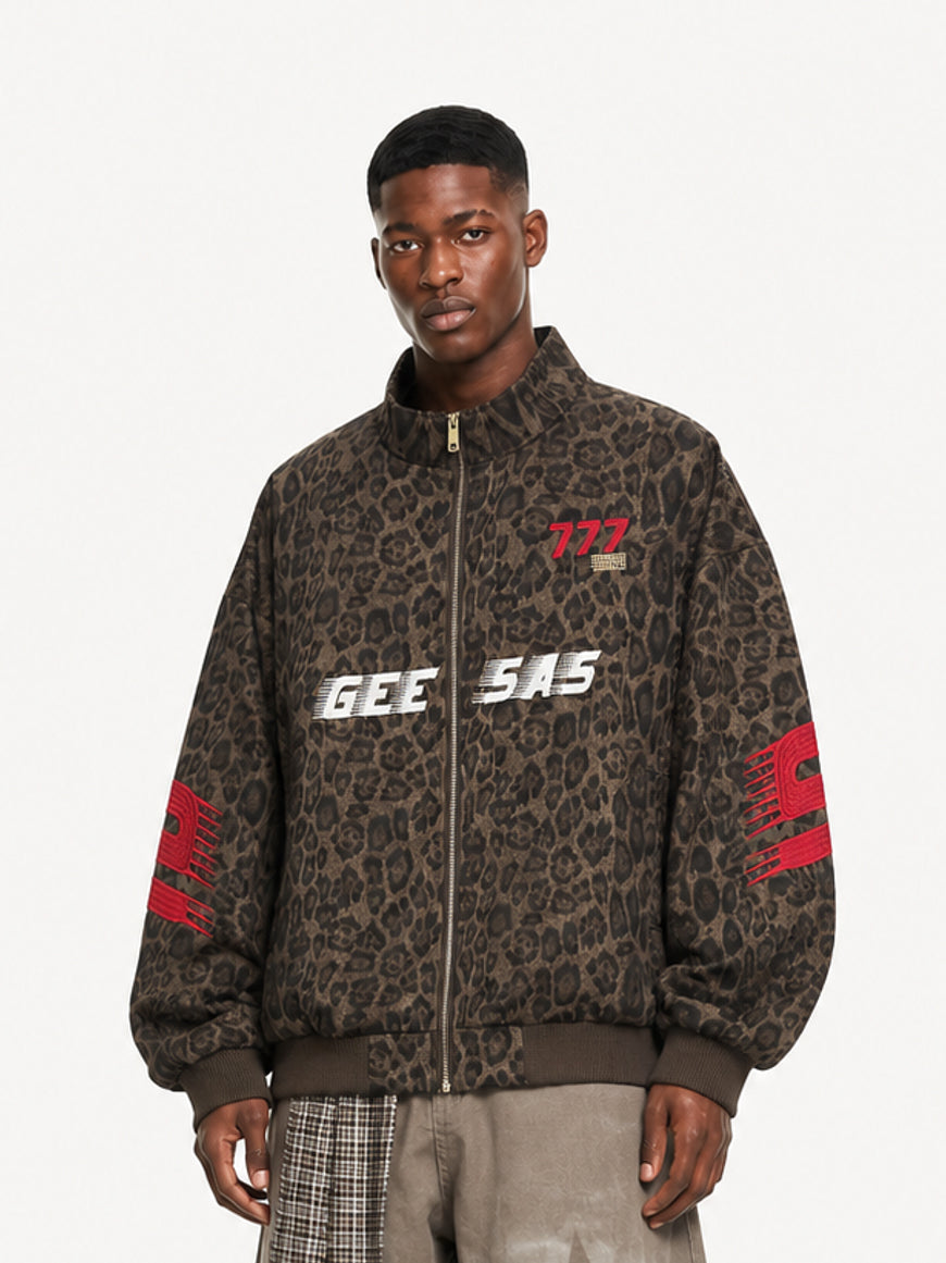 OYL-Lab Oversized Leopard Print Bomber Jacket