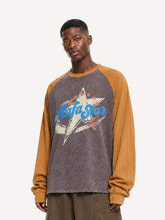 OYL-Lab Vintage Star Print Acid Wash Sweatshirt