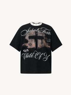 OYL-Lab Waffle Knit Cross Vintage Tee