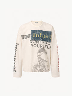 OYL-Lab Waffle Distressed Print Long Sleeve Tee