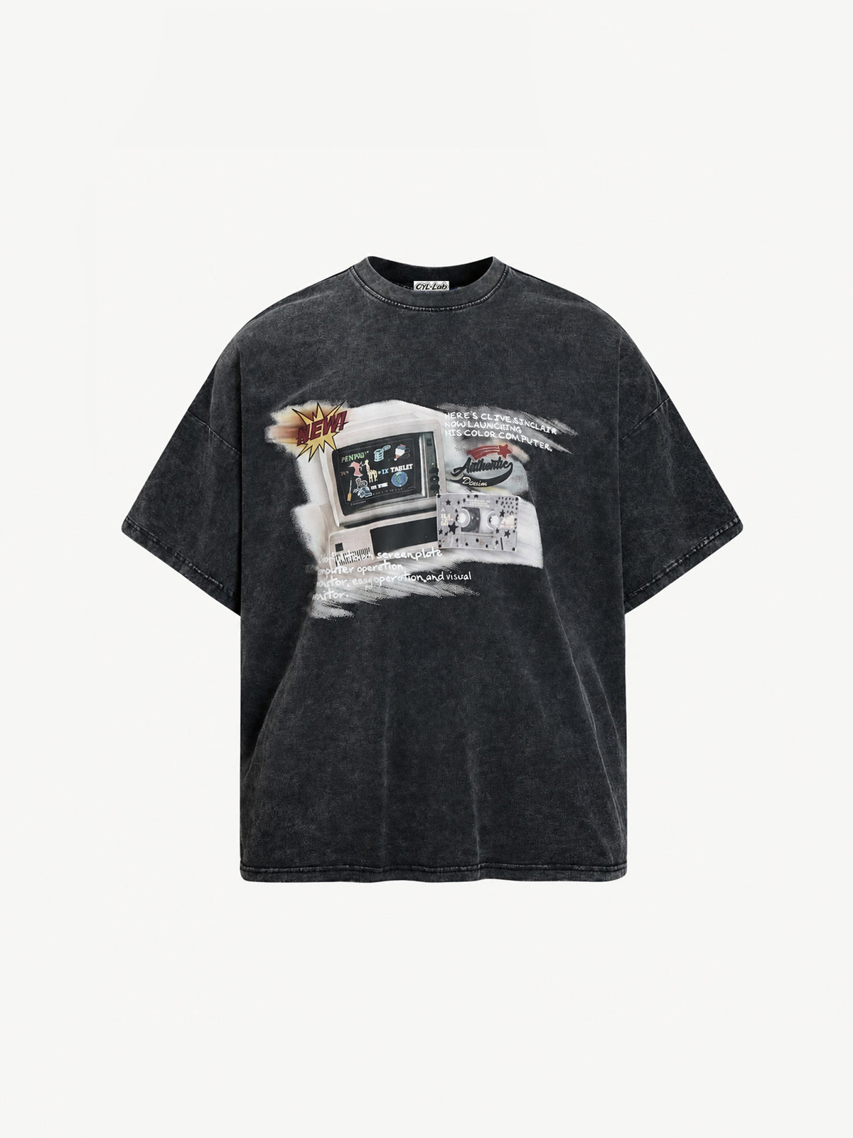 OYL-Lab Wash  Retro Computer Tape Print Tee