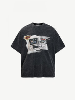 OYL-Lab Wash  Retro Computer Tape Print Tee