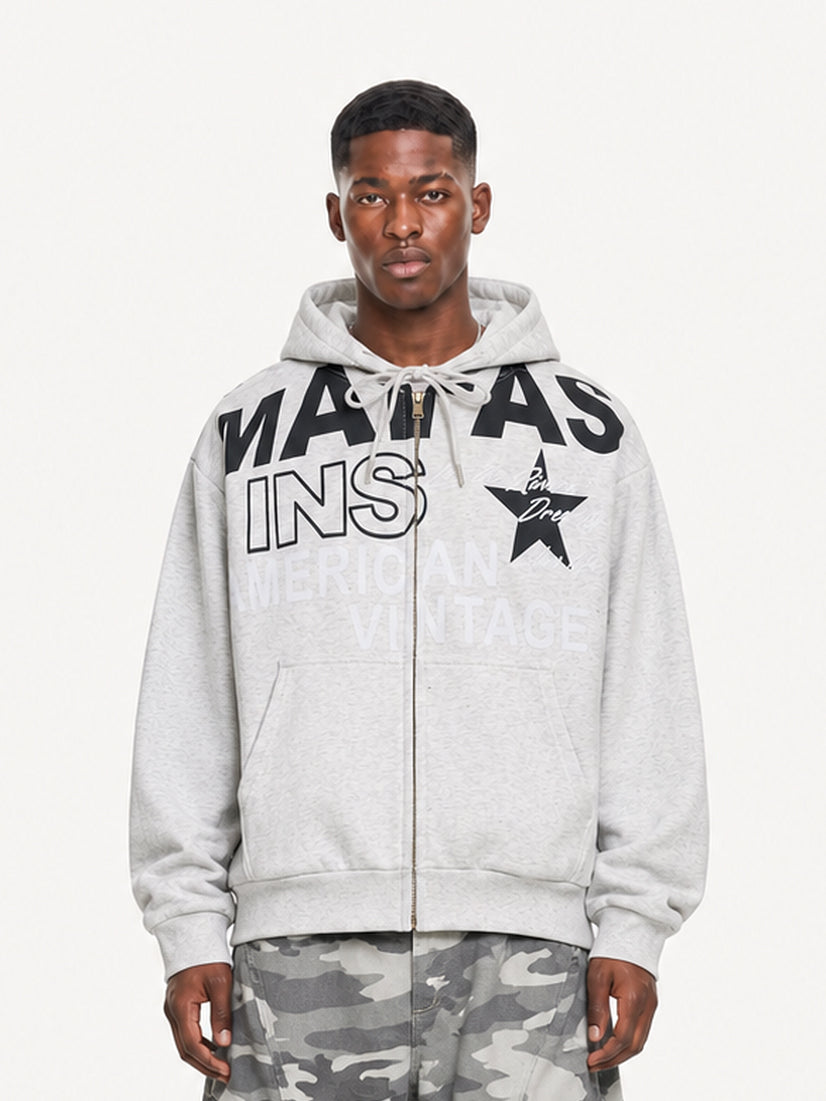 OYL-Lab Vintage Graphic Zip Up Hoodie