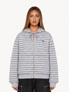 OYL‑Lab Striped Full‑Zip Cropped Hoodie