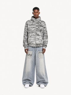 OYL-Lab Military Camo Epaulet Cropped Zip Hoodie