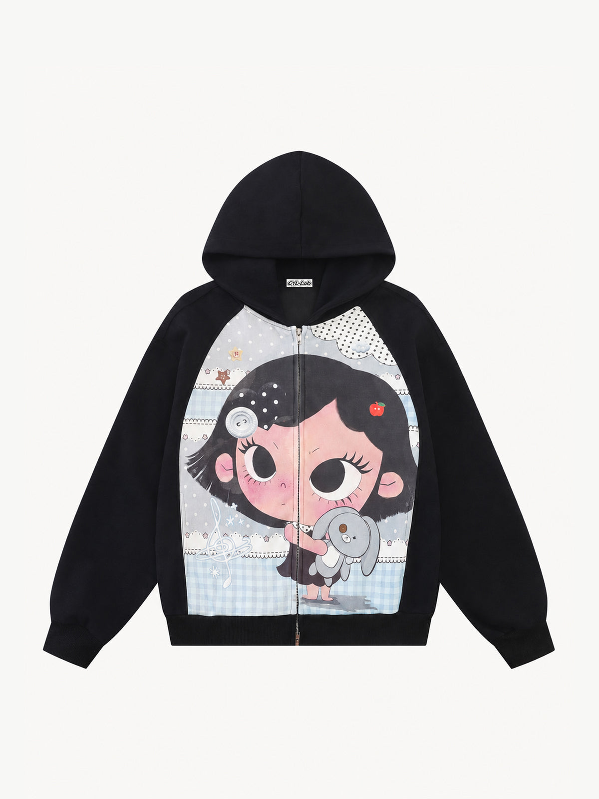 OYL-Lab Cartoon Graphic Zip Up Hoodie