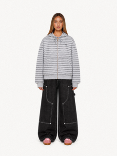 OYL‑Lab Striped Full‑Zip Cropped Hoodie