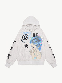 [Copy]OYL-Lab Cartoon Graphic Zip Up Hoodie