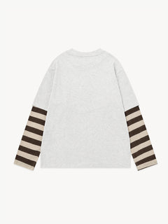 OYL-Lab Cat Graphic Fake Two Piece Long Sleeve Tee