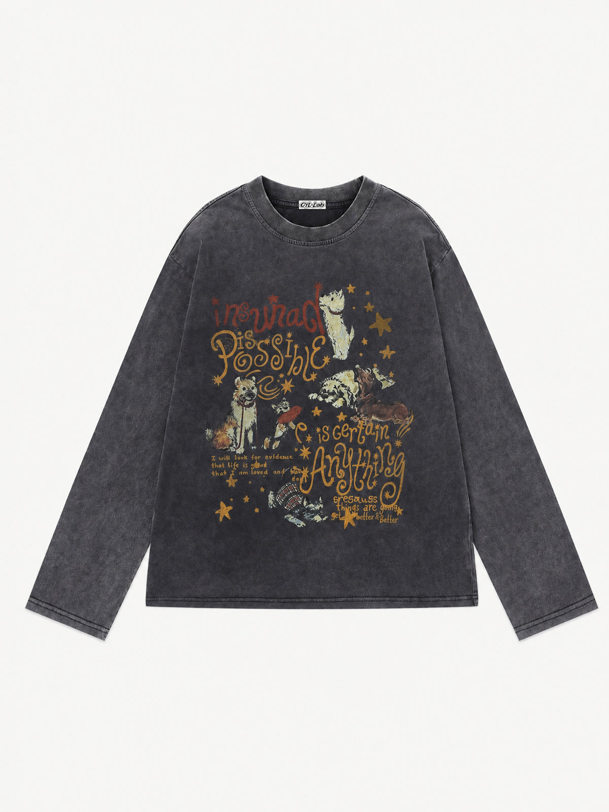 OYL-Lab Washed Dog Graphic Long Sleeve Tee