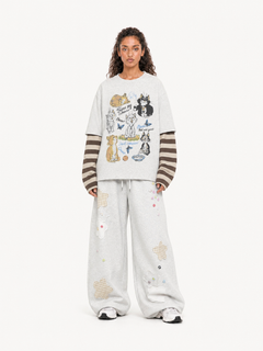 OYL-Lab Star Patchwork Button Baggy Sweatpants
