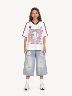 OYL-Lab Vintage Cartoon Mesh Soccer Jersey Tee