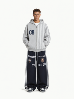 OYL‑Lab Striped Spliced Zip‑Up Hoodie