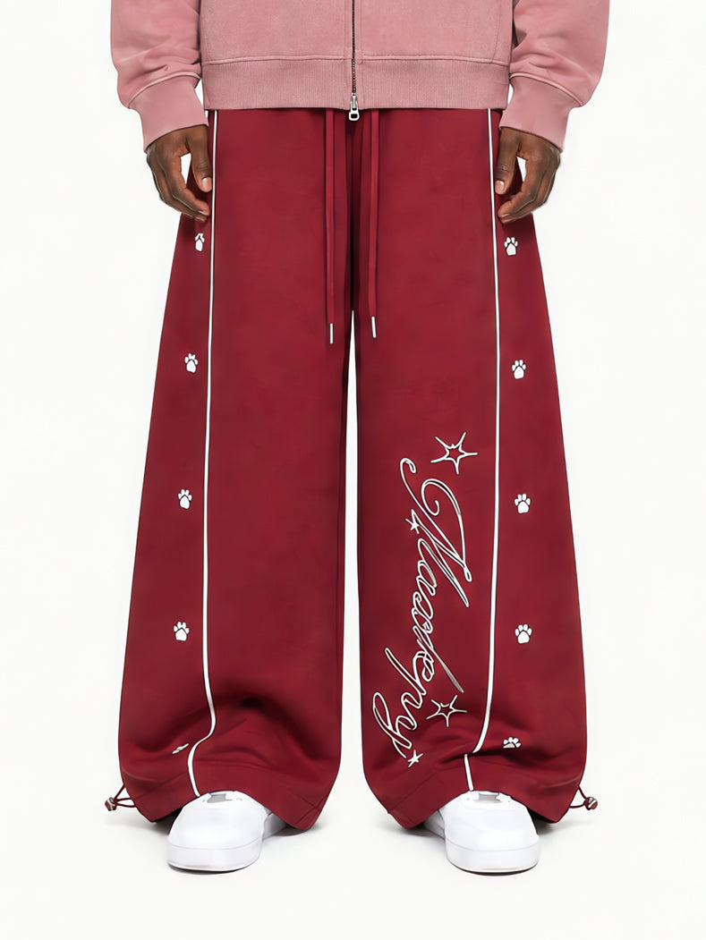 OYL-Lab Paw & Star Print Curved Balloon‑Leg Sweatpants