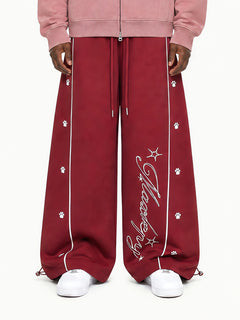 OYL-Lab Paw & Star Print Curved Balloon‑Leg Sweatpants